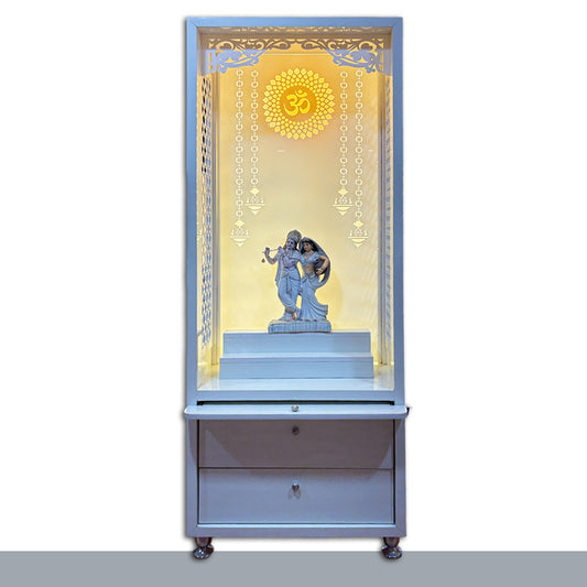 Classic LED Acrylic Preassembled  Pooja Temple /Mandir for Home with 2 Drawer's & Adjustable Stand