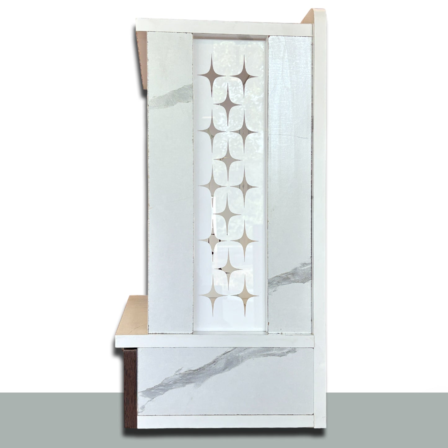 Decorative Acrylic Preassembled Temple /Mandir for Home with LED Light & Drawer